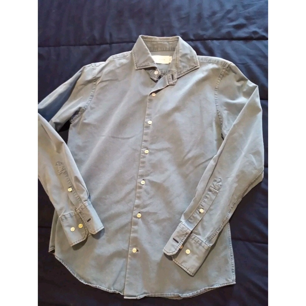 Mott & Bow Shirt Men's‎ Small Blue Chambray Cotton Long Sleeve Button Up 7O
